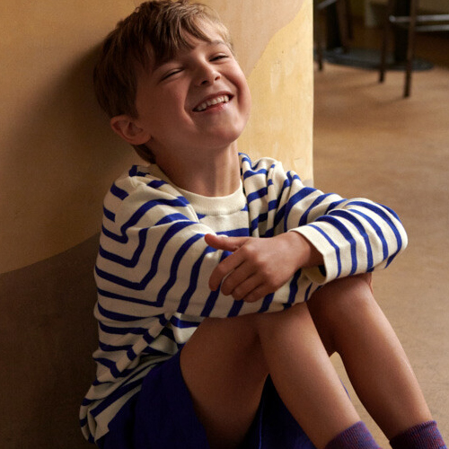 23SS[FUB KIDS]Long Sleeve Tee(ecru/cobalt)