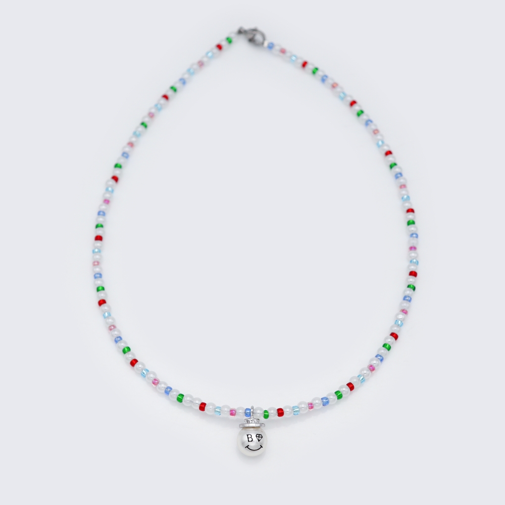 []  ҴƮ ÷   Smile pearl pendant color beads Necklace