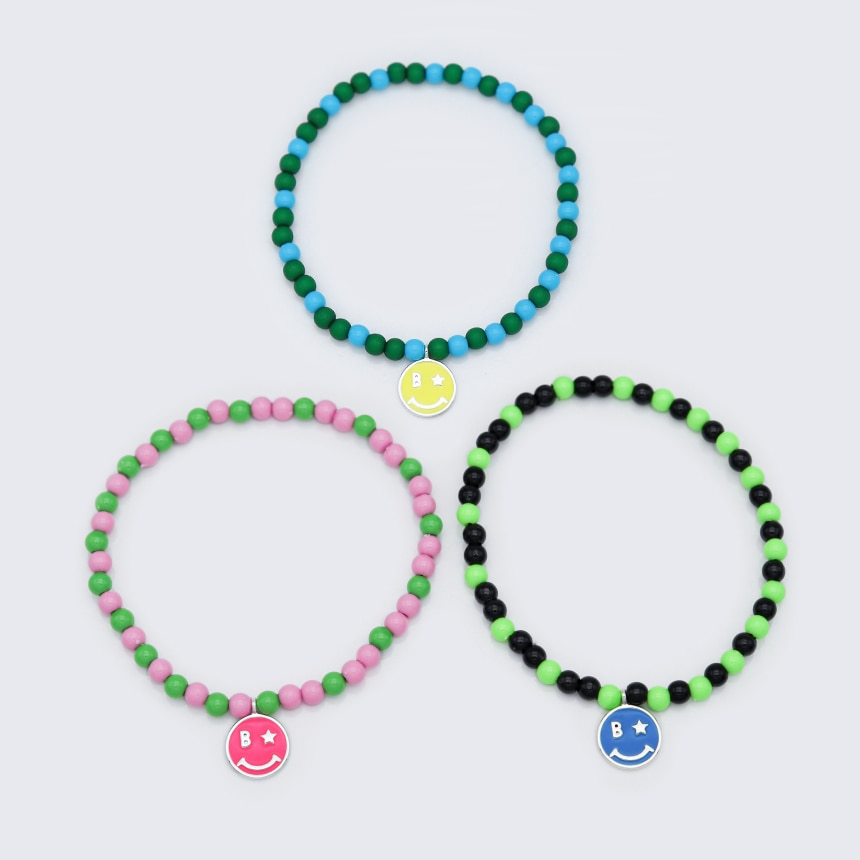 [봉보]컬러 에폭시 스마일 참 아크릴 볼 팔찌 Coloring Smile charm Acrylic ball Bracelet