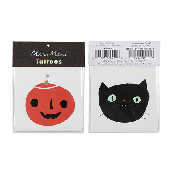 [޸޸]Halloween Tattoos Cat & Pumpkin-ME178984