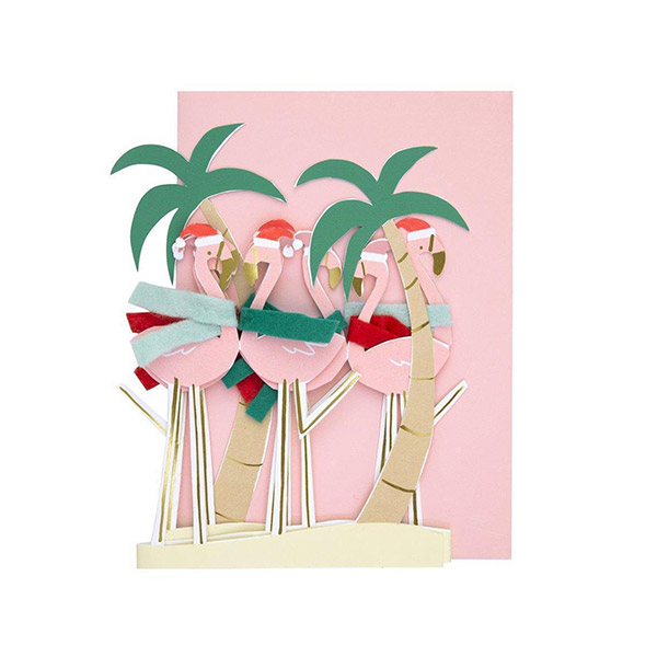 [޸޸]Christmas Greeting - Festive Flamingo Card-ME197097