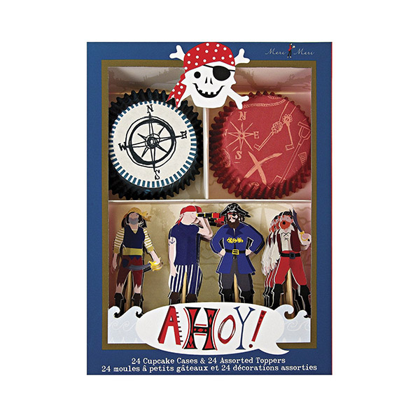 [޸޸]Ahoy There Pirate cupcake kit Liners & Toppers-ME450790