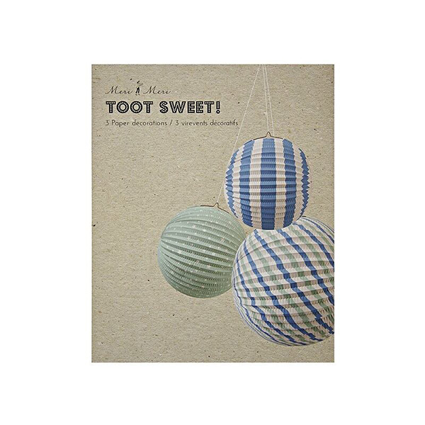 [޸޸]Toot sweet 3 paper decorations - Blue pleated balls-ME451331