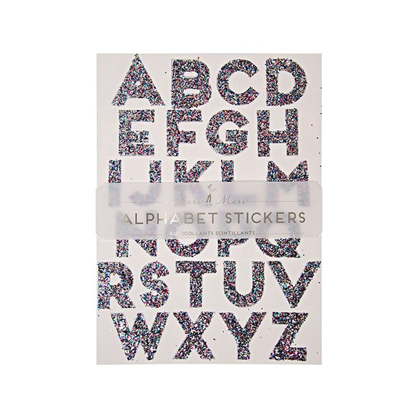[޸޸]10 Large Glitter Stickers ALPHABET - Silver-ME128116